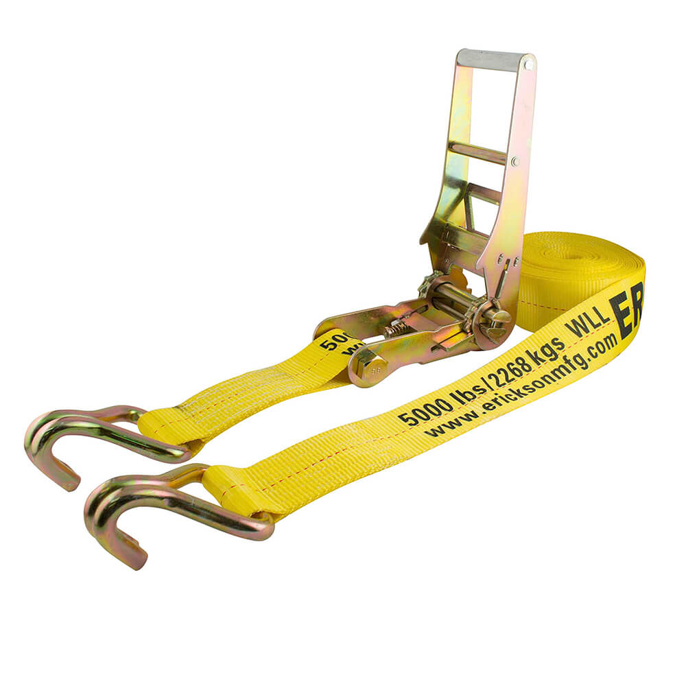 3″X30′ 15000LB RATCHET STRAP W/ DOUBLE J-HOOKS